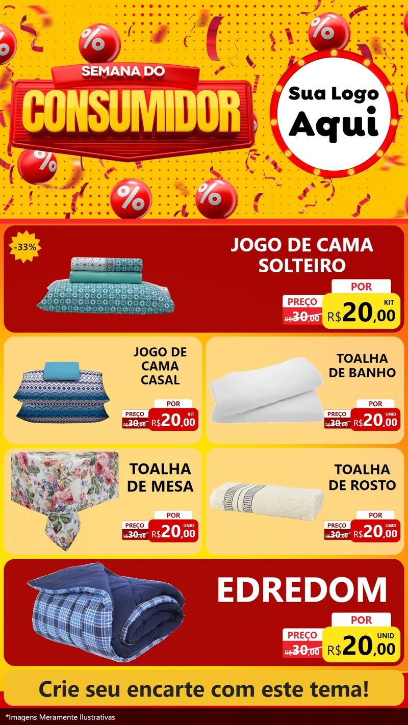 Modelo de TV para TV Vertical com o tema Semana do Consumidor para Cama, Mesa e Banho