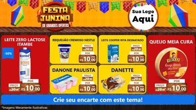 Modelo de TV para TV Horizontal com o tema Festa Junina de Grandes Ofertas para Frios e Laticínios