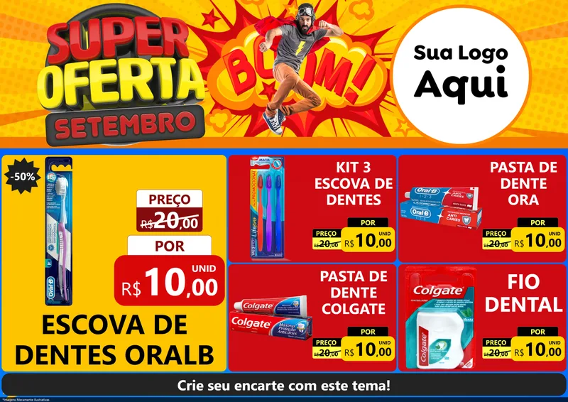 Modelo de Encarte para Encarte A4 Horizontal com o tema Super Oferta Setembro para Higiene Pessoal
