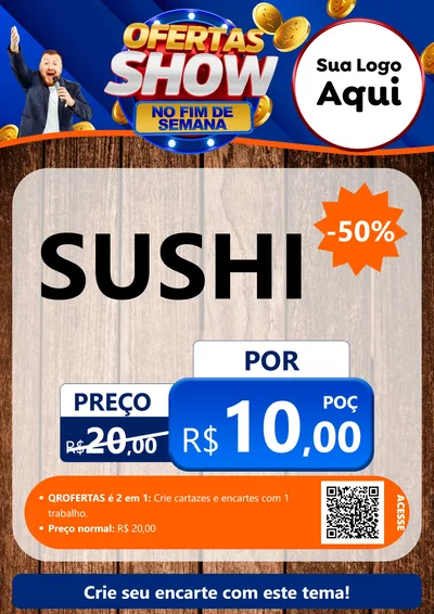 Modelo de Cartaz para Cartaz A4 Vertical com o tema Ofertas Show No Fim De Semana para Comida japonesa