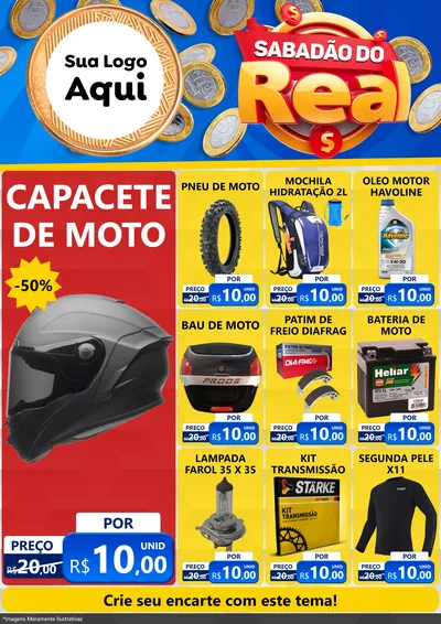 Modelo de Encarte para Encarte A4 Vertical com o tema Sabadão do Real para Moto peças