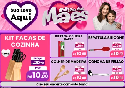 Modelo de Encarte para Encarte A4 Horizontal com o tema Dia das Mães para Utilidades Domésticas