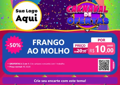 Modelo de Cartaz para Cartaz A4 Horizontal com o tema Carnaval de Ofertas para Restaurante