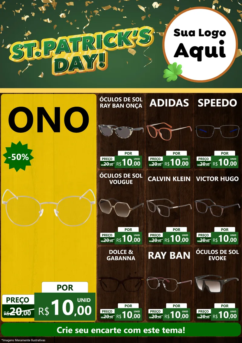 Modelo de Encarte para Encarte A4 Vertical com o tema St Patriks Day para Óticas