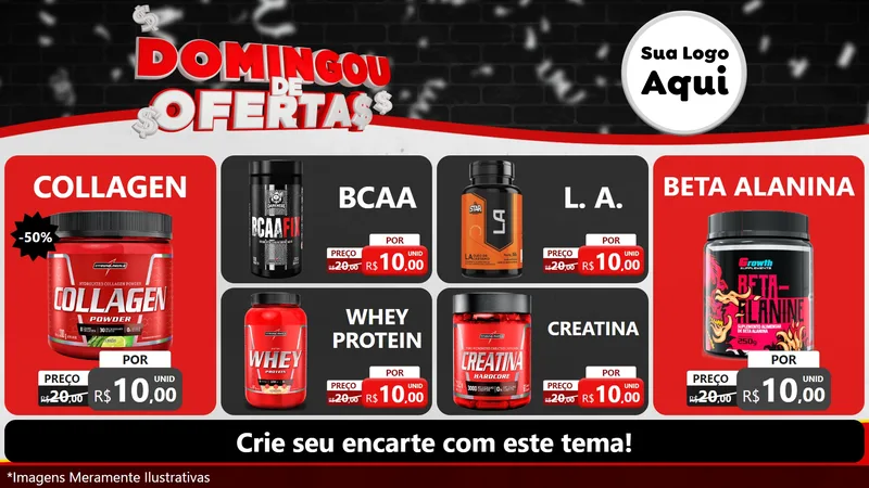 Modelo de TV para TV Horizontal com o tema Domingou de Ofertas para Suplementos alimentares