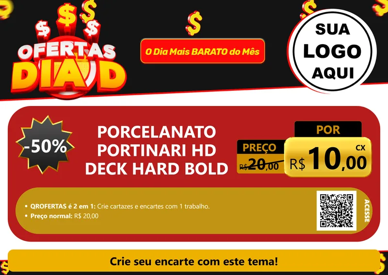 Modelo de Cartaz para Cartaz A4 Horizontal com o tema Ofertas Dia D para Pisos e revestimentos