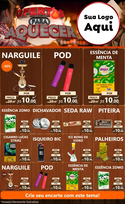 Modelo de Encarte para Encarte Grande com o tema Ofertas Para Aquecer para Tabacaria