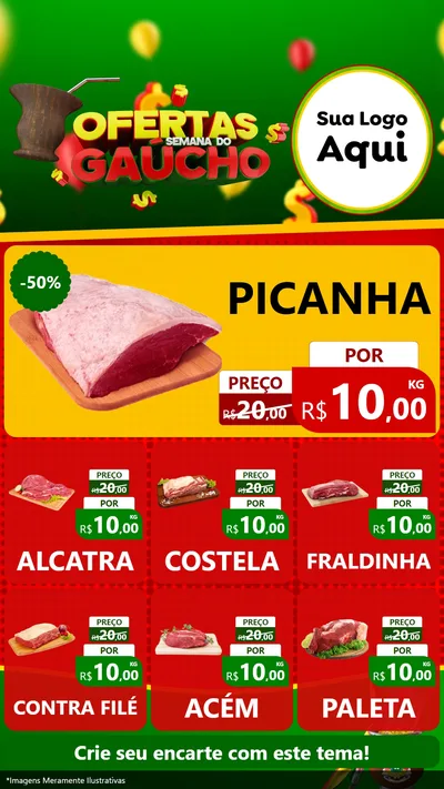 Modelo de Rede Social para Stories com o tema Ofertas Semana Do Gaúcho para Açougue