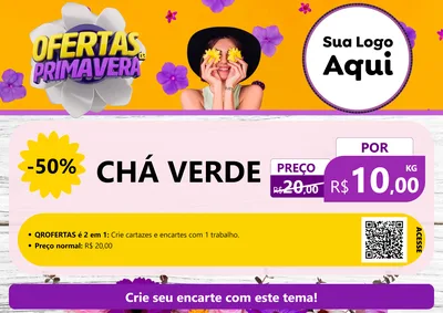 Modelo de Cartaz para Cartaz A4 Horizontal com o tema Ofertas Da Primavera para Produtos Naturais