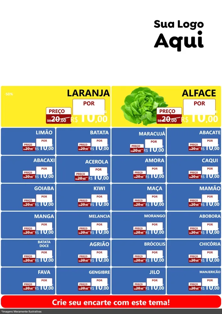 Modelo de Encarte para Encarte A4 Vertical com o tema Dia P - O Dia Mais Barato Do Mês para Hortifrúti