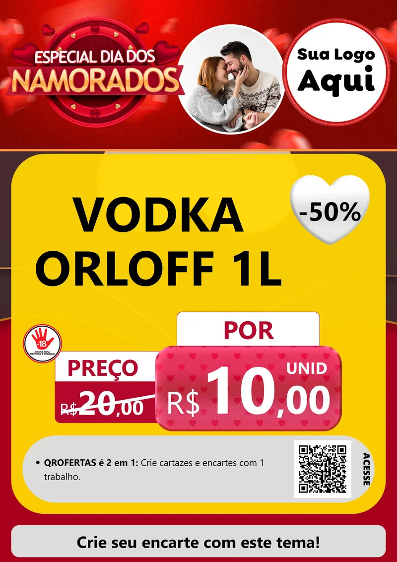 Modelo de Cartaz para Cartaz A4 Vertical com o tema Especial Dia Dos Namorados para Distribuidora de bebidas