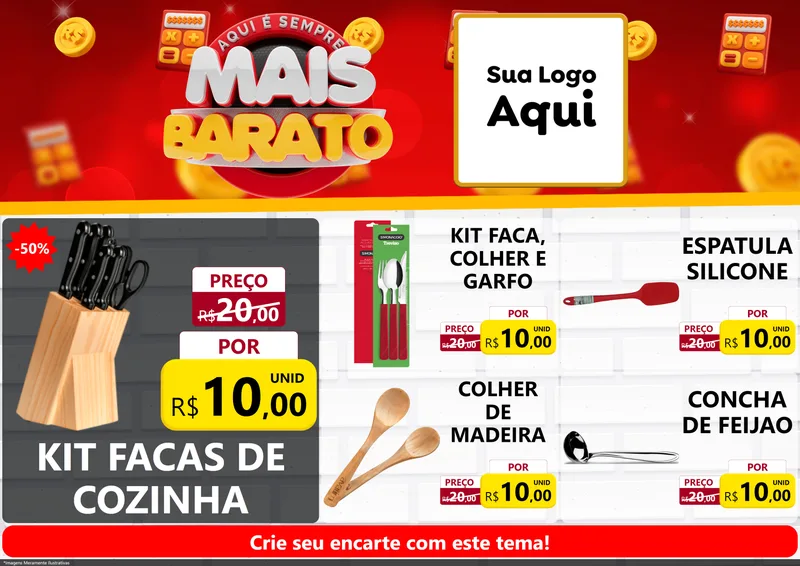 Modelo de Encarte para Encarte A4 Horizontal com o tema Mais Barato para Utilidades Domésticas