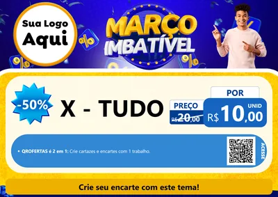 Modelo de Cartaz para Cartaz A4 Horizontal com o tema Março Imbatível para Hamburgueria