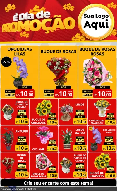 Modelo de Encarte para Encarte Grande com o tema É Dia De Promoção para Floricultura e jardim