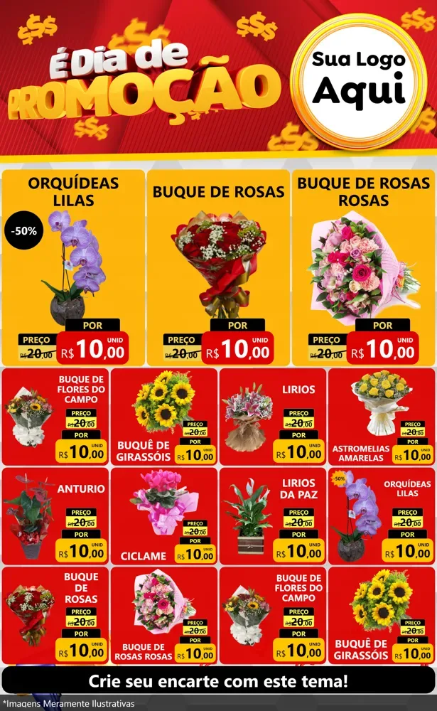 Modelo de Encarte para Encarte Grande com o tema É Dia De Promoção para Floricultura e jardim