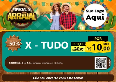 Modelo de Cartaz para Cartaz A4 Horizontal com o tema Especial De Arraial para Hamburgueria
