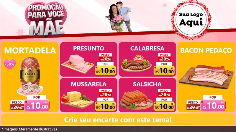 Modelo de TV para TV Horizontal com o tema Promoção Para Você Mãe para Frios e Laticínios