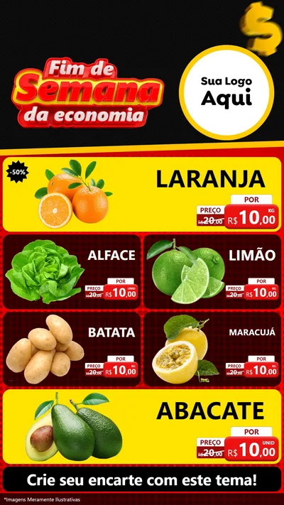 Modelo de TV para TV Vertical com o tema Fim de Semana da Economia para Hortifrúti