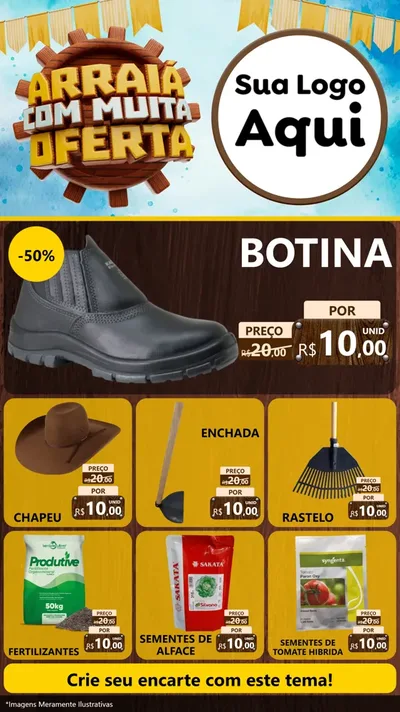 Modelo de Rede Social para Stories com o tema Ofertas de São João - Junina para Agropecuária