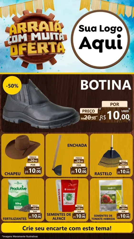 Modelo de Rede Social para Stories com o tema Ofertas de São João - Junina para Agropecuária