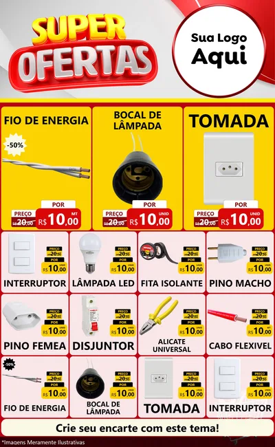 Modelo de Encarte para Encarte Grande com o tema Super Ofertas para Materiais Elétricos
