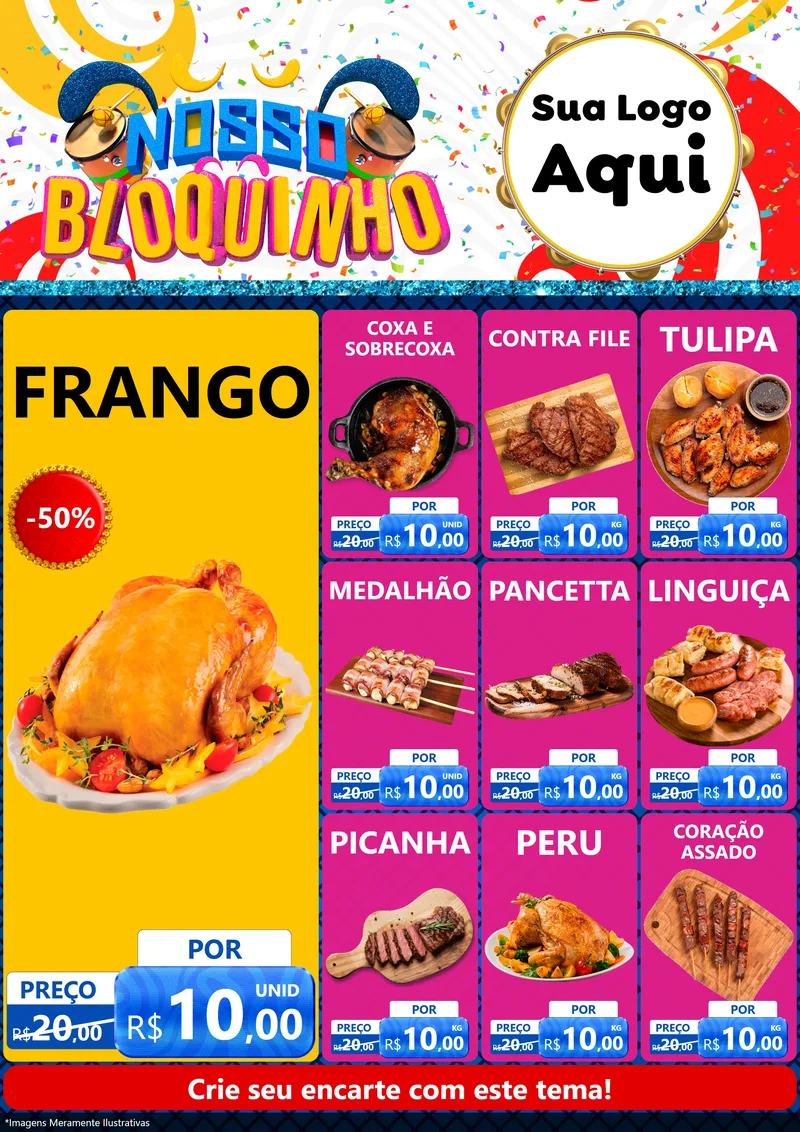 Modelo de Encarte para Encarte A4 Vertical com o tema Nosso Bloquinho para Assados