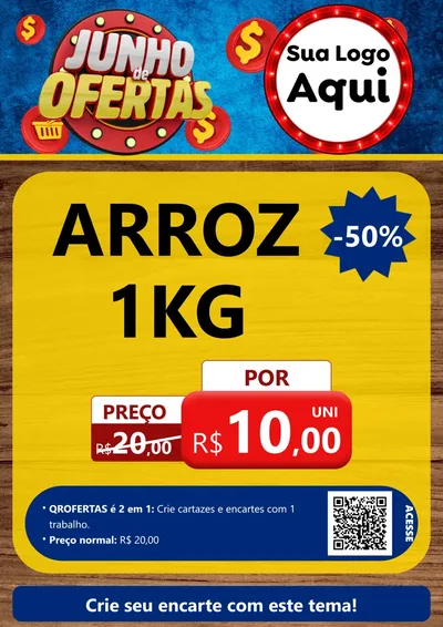 Modelo de Cartaz para Cartaz A4 Vertical com o tema Junho de Ofertas para Supermercado