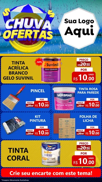 Modelo de TV para TV Vertical com o tema Chuva de Ofertas para Tintas e Ferramentas