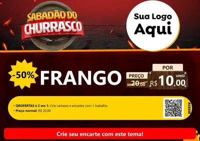 Modelo de Cartaz para Cartaz A4 Horizontal com o tema Sabadão Do Churrasco para Assados