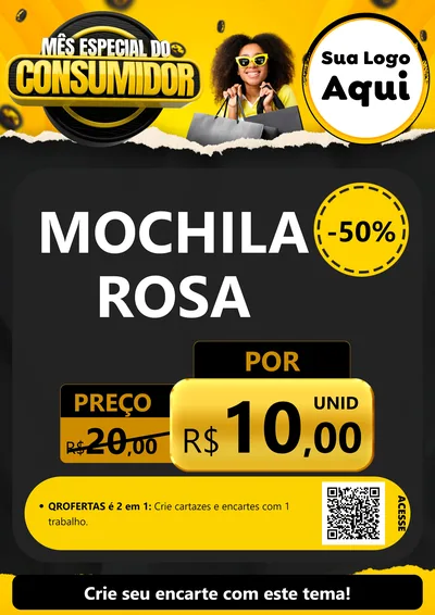 Modelo de Cartaz para Cartaz A4 Vertical com o tema Mês Especial do Consumidor para Papelaria