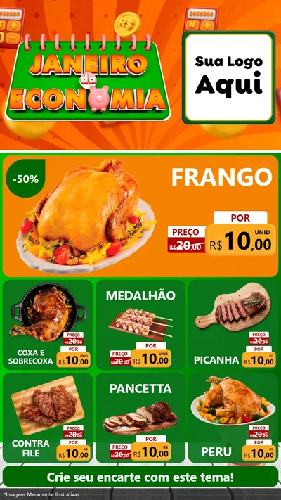 Modelo de Rede Social para Stories com o tema Janeiro da Economia para Assados