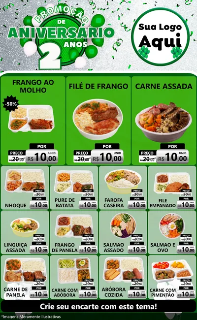 Modelo de Encarte para Encarte Grande com o tema Promoção de Aniversário - 2 Anos para Restaurante