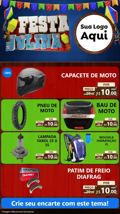 Modelo de TV para TV Vertical com o tema Festa Julina para Moto peças