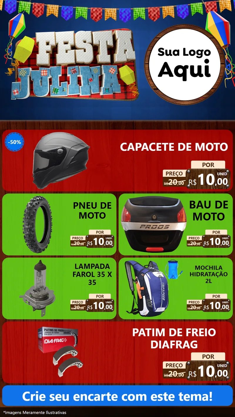 Modelo de TV para TV Vertical com o tema Festa Julina para Moto peças