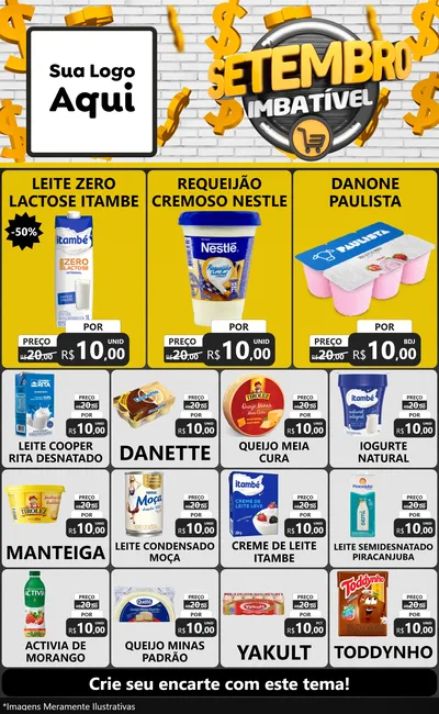 Modelo de Encarte para Encarte Grande com o tema Setembro Imbatível para Frios e Laticínios