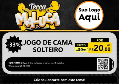 Modelo de Cartaz para Cartaz A4 Horizontal com o tema Terça Maluca para Cama, Mesa e Banho