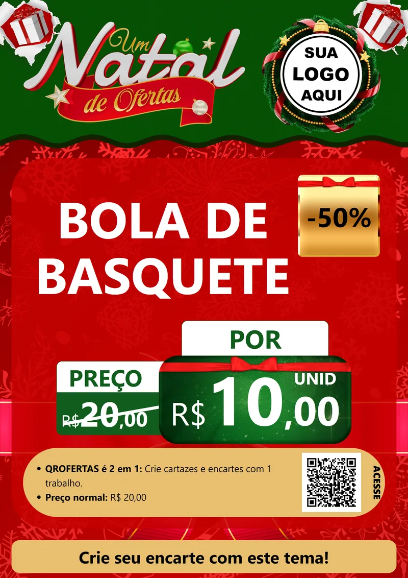 Modelo de Cartaz para Cartaz A4 Vertical com o tema Um Natal de Ofertas para Artigos Esportivos