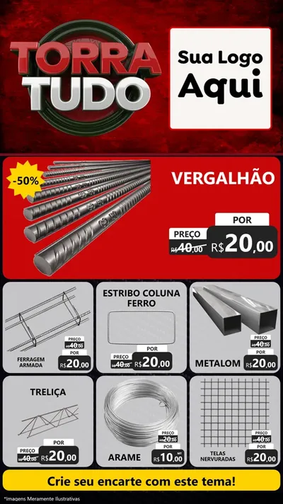 Modelo de Rede Social para Stories com o tema Torra Tudo para Ferragens