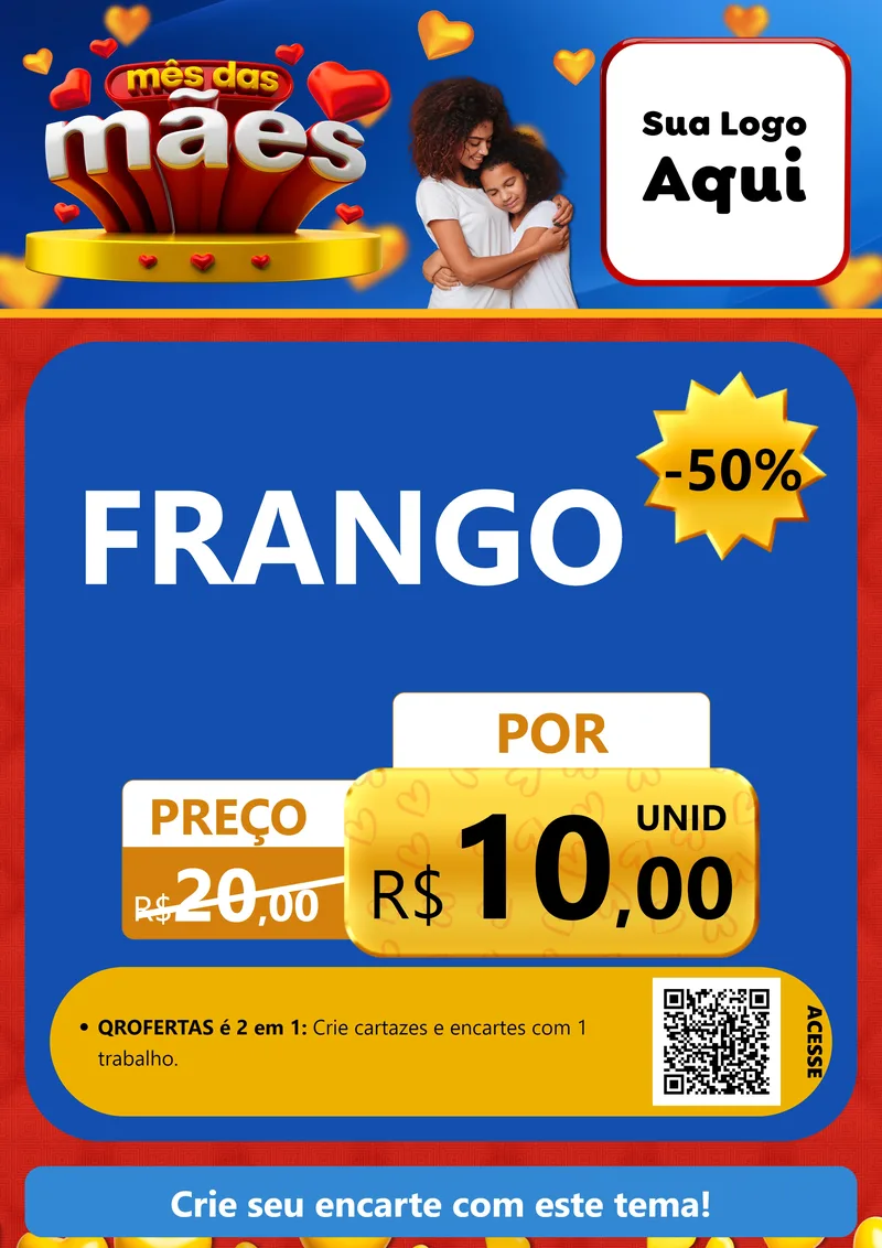 Modelo de Cartaz para Cartaz A4 Vertical com o tema Mês das Mães para Assados