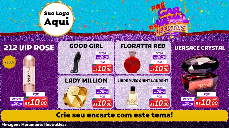 Modelo de TV para TV Horizontal com o tema Pré Carnaval de Ofertas para Perfumes
