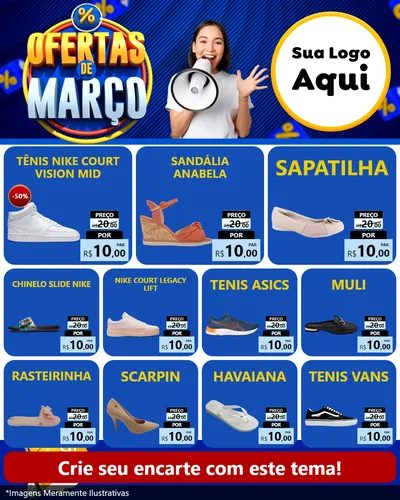Modelo de Rede Social para Feed Instagram com o tema Ofertas de Março para Calçados
