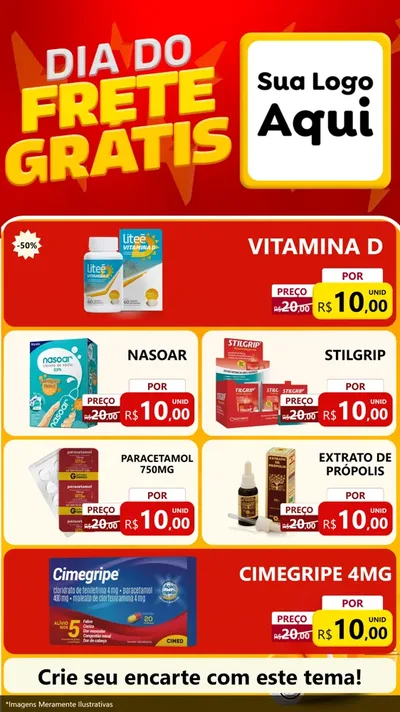 Modelo de TV para TV Vertical com o tema Dia do Frete Grátis para Farmácia