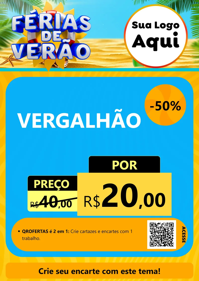 Modelo de Cartaz para Cartaz A4 Vertical com o tema Férias de Verão para Ferragens