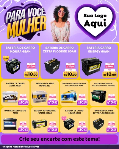 Modelo de Rede Social para Feed Instagram com o tema Para Você, Mulher para Baterias Elétricas