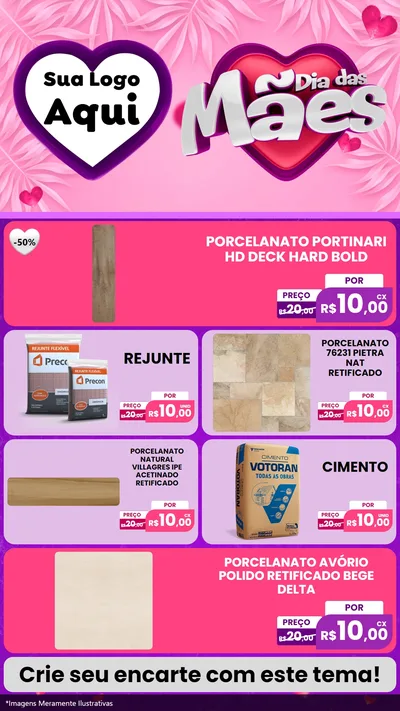 Modelo de TV para TV Vertical com o tema Dia das Mães para Pisos e revestimentos