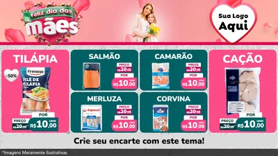 Modelo de TV para TV Horizontal com o tema Feliz Dia das Mães para Peixaria