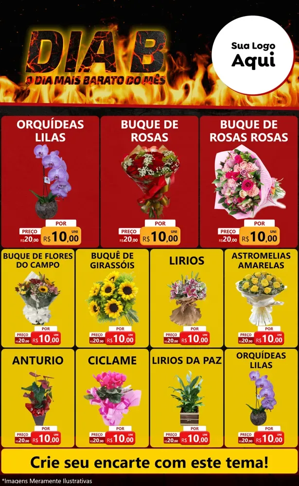 Modelo de Encarte para Encarte Grande com o tema Dia B para Floricultura e jardim