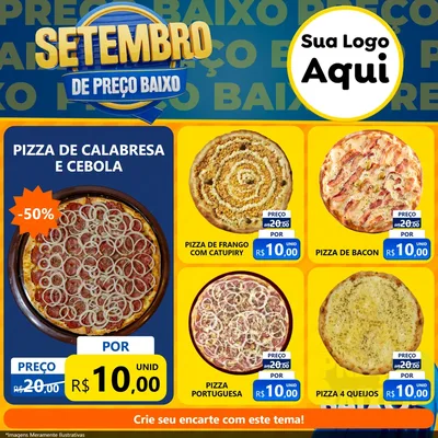 Modelo de Rede Social para Feed Facebook com o tema Setembro De Preço Baixo para Pizzaria