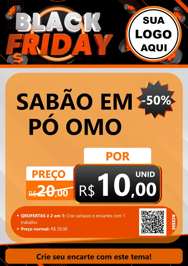 Modelo de Cartaz para Cartaz A4 Vertical com o tema Black Friday para Produtos de Limpeza