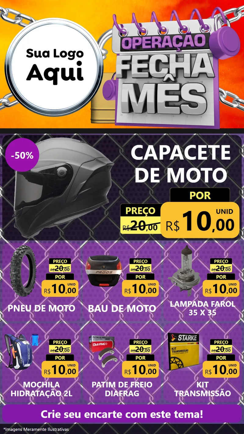 Modelo de Rede Social para Stories com o tema Operação Fecha Mês para Moto peças